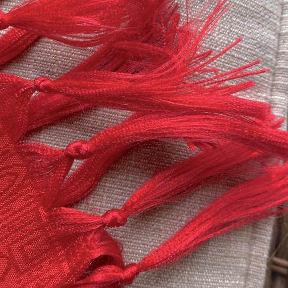 Silk Made in Thailand Red Scarf - Picture 3 of 5